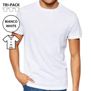 T-SHIRT UNISEX JERSEY COTONE MAP 3001 M-XXL BIANCO (3-PACK)