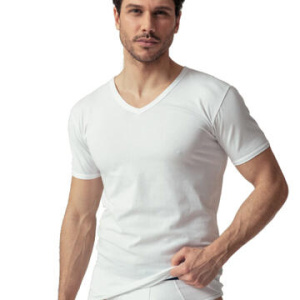 T-SHIRT UOMO SCOLLO A V IN COTONE BIELASTICO OLTREMARE 685