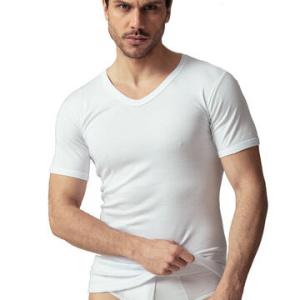 T-SHIRT IN COTONE FELPATO SCOLLO A V UOMO OLTREMARE 725