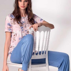 Pigiama donna a manica corta in viscosa stampata Lormar Printemps PRI652567