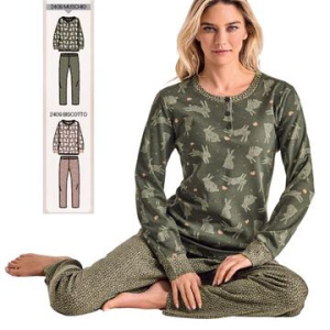 Pigiama donna in jersey di cotone caldo Infiore Rabbits RBB652841