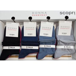 Calzino corto donna taglio vivo in cotone elasticizzato Scopri Ribes (3 PAIA)