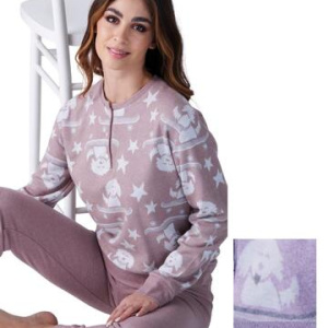 Pigiama donna in caldo jersey di cotone lanato Karelpiú SK9269