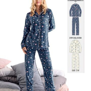 Pigiama donna aperto in caldo micro-pile coral Infiore Space Trip SPC652845