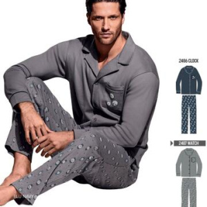 Pigiama aperto in jersey di cotone caldo Infiore Uomo Timeout TMT753635