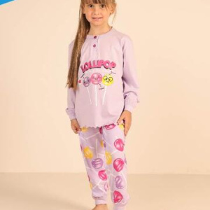 Pigiama da bambina lungo in jersey di cotone Gary Z30004 Tg.8/10 anni