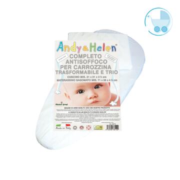 COMPLETO ANTISOFFOCO PER CARROZZINA TRASFORMABILE E TRIO (MATERASSO+CUSCINO) ANDY&HELEN A014
