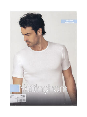 MAGLIA COTONE BIELASTICO MANICA CORTA UOMO NOTTINGHAM TM1600 BIANCA