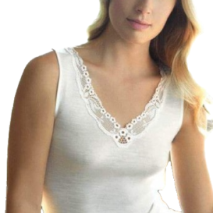 Canotta donna misto lana spalla larga con pizzo Gicipi 123
