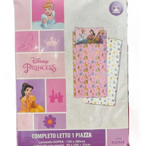 COMPLETO LETTO BAMBINO COTONE PRINCIPESSE DISNEY 1 PIAZZA