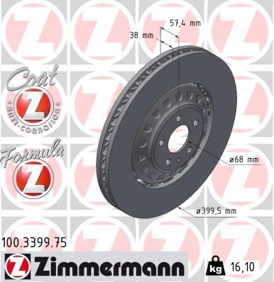 Disco freno ZIMMERMANN 100.3399.75