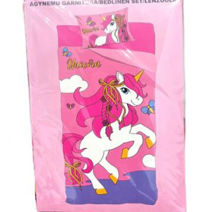 COMPLETO LETTO BAMBINA COTONE STAMPA UNICORNO 1 PIAZZA