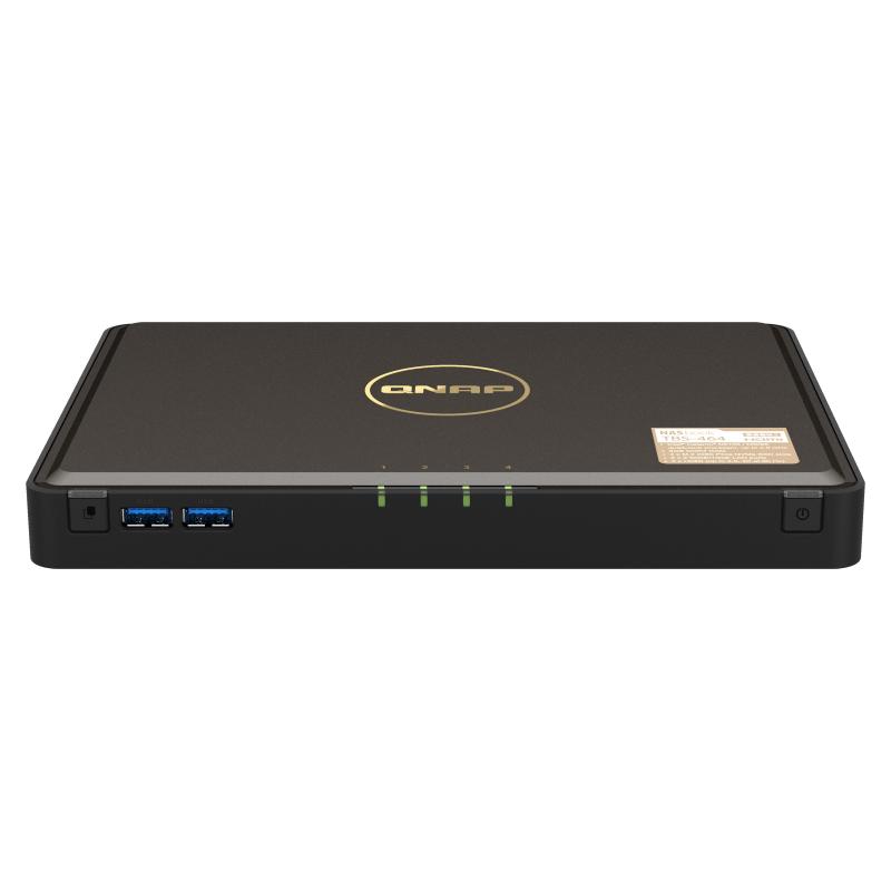 Qnap tbs-464 nas chassis desktop celeron quad-core 2ghz ram 8gb-4 slot ssd m.2-2xrj-45-s.o. qnap turbo system black