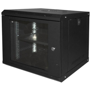 Link armadio rack 19“ 9u link serie light colore nero con porta vetro (axpxl) 450x400x530mm ripiano incluso