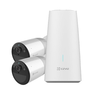 Ezviz cs-bc1-b2 kit 2 telecamere da esterno ip a batteria full hd color night vision – difesa attiva – audio bidirezionale – sensore pir – custom vocal alert + basr