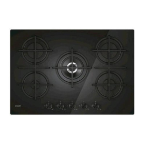 Candy cvg74wtb piano cottura a gas 5 fuochi 75 cm piano in acciaio inox nero
