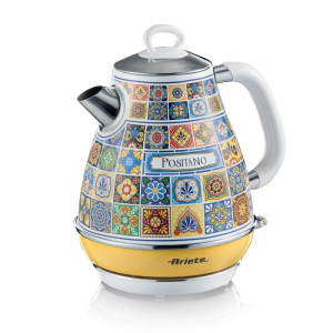 Ariete 2869 positano edition bollitore elettrico 2.200 w 1.7 lt infusi, the, tisane, base cordless autospegnimento giallo e bianco