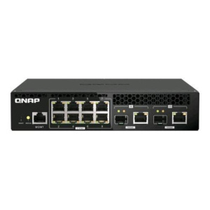 Qnap qsw-m2108r-2c switch gestito l2 – 8 x 2.5gbase-t + 2 x combo 10 gigabit sfp+/rj-45 poe desktop montabile su rack nero