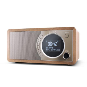Sharp dr-450(br) digital radio design radio digitale dab/dab+ bluetooth 4.2 potenza 3 w funzione allarme in legno marrone chiaro