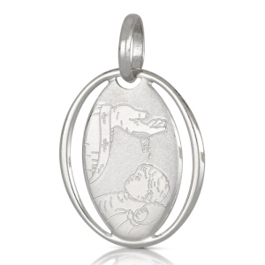 Medaglia Ciondolo da Battesimo Oro Bianco 803321714873