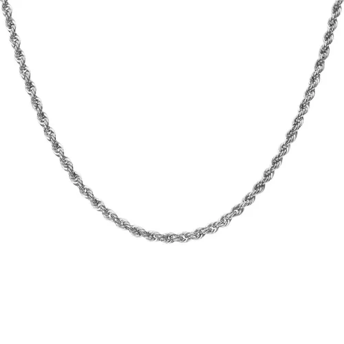 Collana Fune Corda Oro Bianco 18 KT 50 cm