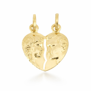 Ciondolo doppio con Cuore spezzato da spezzare Oro giallo 803321703330