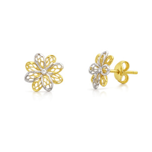Orecchini Fiore Oro Bianco Giallo GL102420
