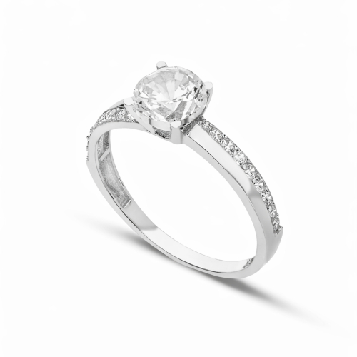 Anello Solitario Donna Oro Bianco GL102368