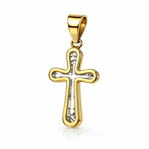 Ciondolo Croce Unisex Oro Bianco Giallo GL102385