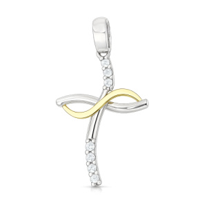 Ciondolo Croce Donna Oro Bianco Giallo GL102412