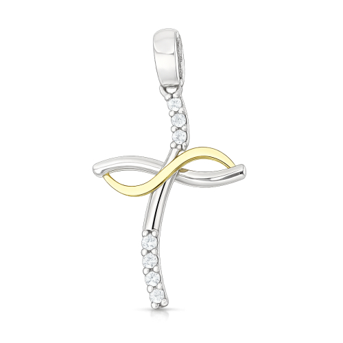 Ciondolo Croce Donna Oro Bianco Giallo GL102412