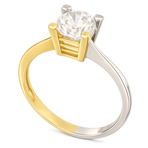 Anello solitario bicolore da donna Oro Bianco e Giallo 803321736194