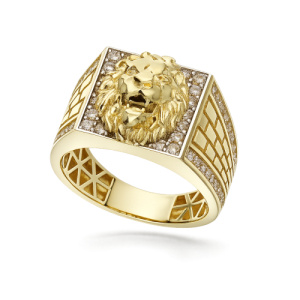 Anello Uomo Oro Giallo Testa di Leone GL102462