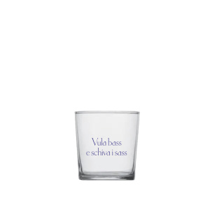 Tumbler con scritta Vula Bass e Schiva i Sass