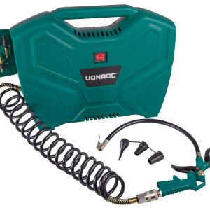 Compressore Aria Portatile 1100W – 8 Bar, 180 l/min, Senza Olio | Incl. 11 Accessori per Auto, Bici e Palloni