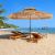 Costway Ombrellone da spiaggia in stile hawaiano con luce centrale per giardino, Ombrellone di paglia hula solare Naturale+Nero