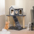 Costway Albero tiragraffi per gatti con grotta e scala Albero gioco di gatti 60x46x90cm Grigio