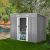 Costway Casetta da giardino in metallo con ante scorrevoli e maniglie, Casetta per attrezzi 238x131x181cm Grigio