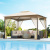 Costway Gazebo da patio tetto morbido a doppia copertura con 4 sacchetti di sabbia, Gazebo da patio 3 x 3,6 m per prato giardino all’aperto Sabbia