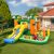 Costway Gioco gonfiabile tropicale a tema palme con 2 vasche di palline compressore, Castello gonfiabile per bambini