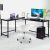 Costway Scrivania ad angolo a forma L per ufficio, Tavolo ampio per computer in legno da casa 168x125x74cm Nero