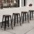 Costway Set di 4 sgabelli da bar di metallo, Sgabello 64,5 cm con sedile in legno gambe in ferro e poggiapiedi, Nero