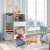 Costway Mobile portagiochi per bambini in legno, Libreria a cubi con 5 ripiani e 2 contenitori di tessuto Bianco