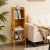 Costway Scaffale in bambù con gambe e design di bordo rialzato, Scaffale moderno per piccoli spazi Naturale 37x27x113cm