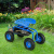 Costway Sgabello da giardino con ruote seduta regolabile in altezza e girevole a 360° cestello, Sedile per giardinaggio Blu