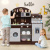 Costway Set cucina per bambini con spazio di conservazione, Cucina in legno per gioco di cucina con accessori Marrone