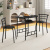 Costway Set da tavolo da pranzo 3 pezzi con piano in grano di legno telaio in metallo, Set di mobili salvaspazio Nero