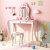 Costway Set tavolo da toeletta per bambini con sgabello, Set da gioco principessa con tavolo da trucco e specchio Bianco