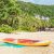 Costway Tavola da paddle gonfiabile con pagaia regolabile, Tavola da surf portatile per pesca e yoga 320x76x15cm Arancione