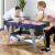 Costway Tavolo da hockey alimentato con 2 spintori e dischi piedini regolabili, Tavolo da gioco air hockey tabellone segnapunti LED Blu